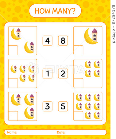 How many counting game with mosque. worksheet for preschool kids, kids activity sheet, printable worksheet How many counting game with mosque. worksheet for preschool kids, kids activity sheet, printable worksheet 87284178