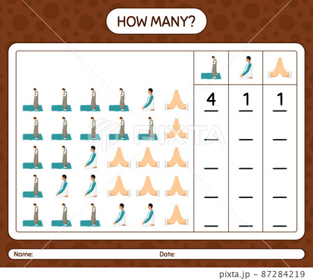 How many counting game with ramadan icon. worksheet for preschool kids, kids activity sheet, printable worksheet How many counting game with ramadan icon. worksheet for preschool kids, kids activity sheet, printable worksheet 87284219