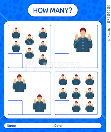 How many counting game with praying. worksheet for preschool kids, kids activity sheet, printable worksheet 87284286