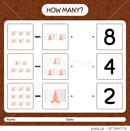 How many counting game with reading quran. worksheet for preschool kids, kids activity sheet, printable worksheet 87284779