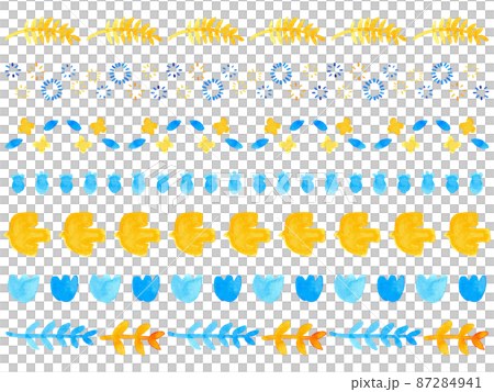 Light blue and orange plant bird watercolor material line set Light blue and orange plant bird watercolor material line set 87284941
