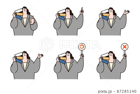 色見本を持つカラーコーディネーターの女性のベクターイラストセット。 87285140