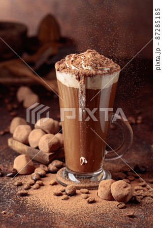 Truffles and glass of hot chocolate. 87285185
