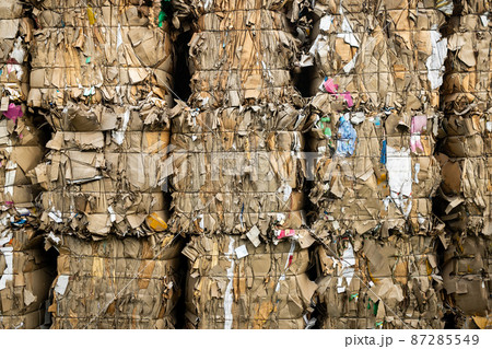 Background of boxes made of recycled waste paper in different colors 87285549