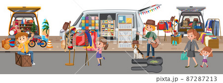 Flea market scene in cartoon style Flea market scene in cartoon style 87287213
