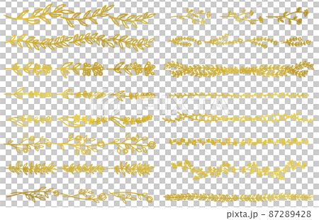 Gold leaf / plant line set vector material - Stock Illustration ...