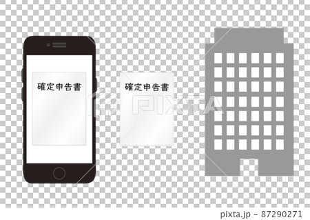 スマホで確定申告。納税システム(e-Tax)のイメージイラスト。 87290271