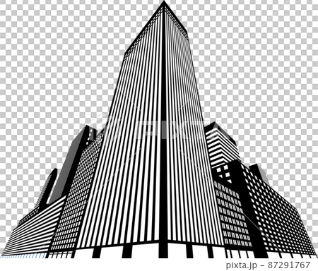 Towering metropolitan buildings monotone 87291767