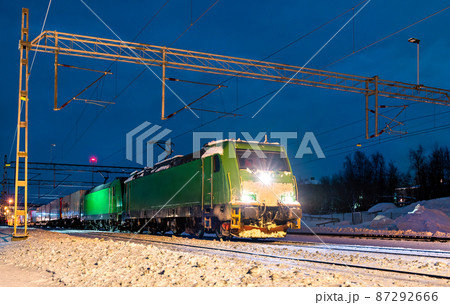 Freight train at Abisko in Sweden 87292666