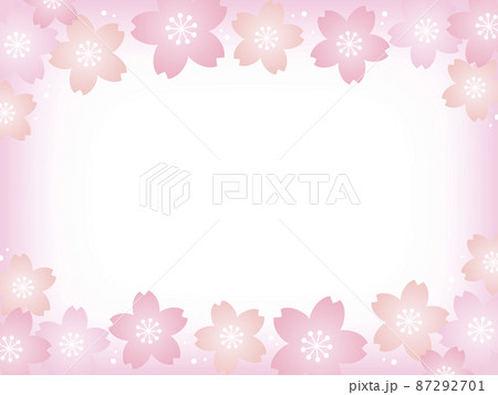 パステルカラーの桜の花とピンクの背景画像 上下装飾のイラスト素材