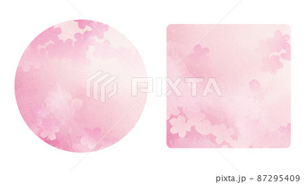 ピンクの桜ラベルフレーム(正円・正方形) ピンクの桜ラベルフレーム(正円・正方形) 87295409