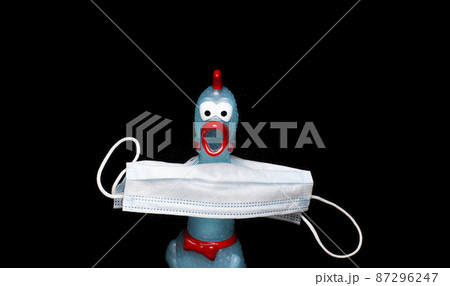 image of rubber chicken mask dark background image of rubber chicken mask dark background 87296247
