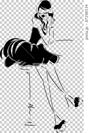 Woman drinking wine at the counter 87296534