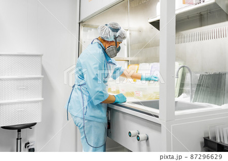 Laboratory for the production of biomaterials. People do research. 87296629