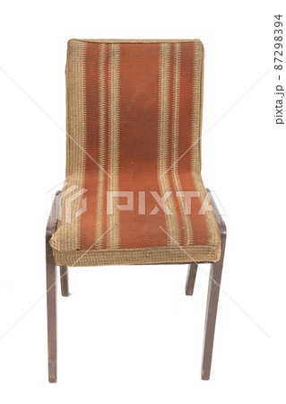 Polish original chair from the 70s and 80s with brown seat. Front view. 87298394