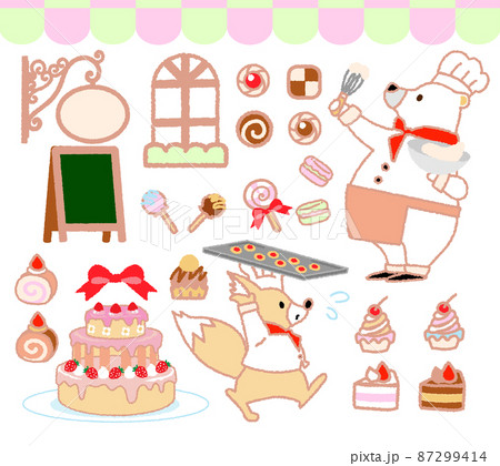 しろくまのケーキ屋さん素材セット2のイラスト素材