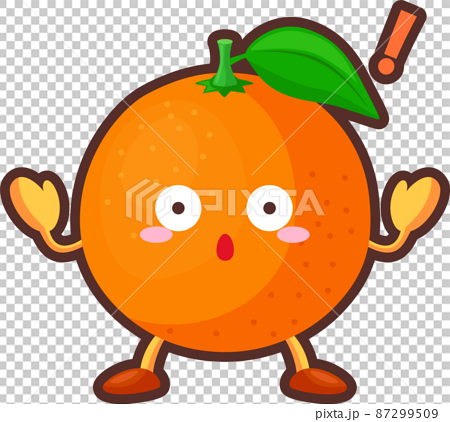 驚いているかわかわいいオレンジのキャラクターのイラストのイラスト素材
