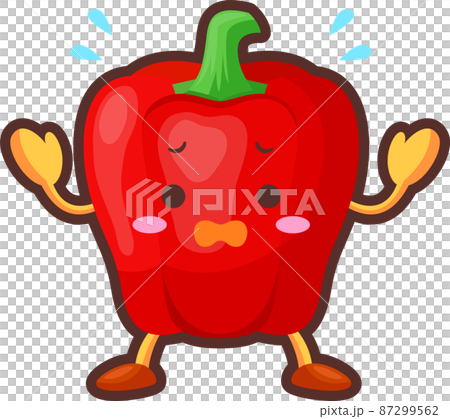 一個不耐煩的可愛紅色辣椒粉角色的插圖 87299562