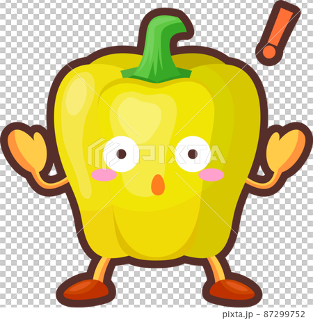 一個驚訝可愛的黃色辣椒粉字符的插圖 一個驚訝可愛的黃色辣椒粉字符的插圖 87299752