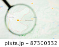 Sonthofen city in Germany, Bavaria visualization illustrative concept on display screen through magnifying glass 87300332