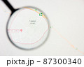 Tubarjal city in Saudi Arabia visualization illustrative concept on display screen through magnifying glass 87300340
