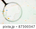 Vaterstetten city in Germany, Bavaria visualization illustrative concept on display screen through magnifying glass 87300347