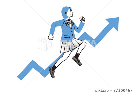 上を目指してジャンプする高校生の女の子 87300467