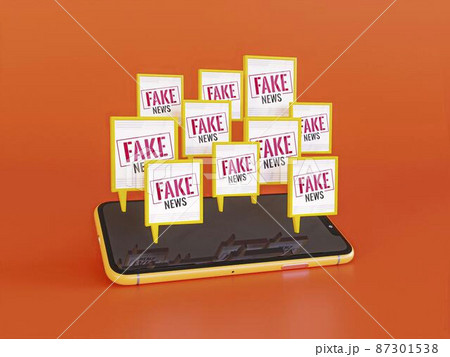 high angle smartphone with fake news 87301538