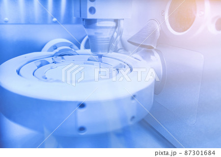 Cad cam milling machine in dental laboratory. Production of high esthetic dental crowns and dentures. Cad cam milling machine in dental laboratory. Production of high esthetic dental crowns and dentures. 87301684