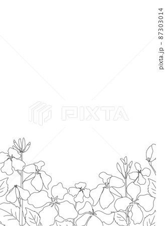 春の草花が咲いている白黒風景線画イラストフレーム はがきサイズ縦型 春の草花が咲いている白黒風景線画イラストフレーム はがきサイズ縦型 87303014