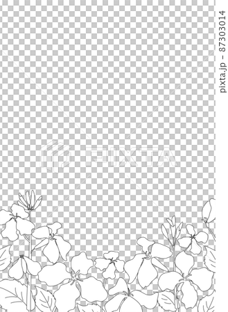 春の草花が咲いている白黒風景線画イラストフレーム はがきサイズ縦型 春の草花が咲いている白黒風景線画イラストフレーム はがきサイズ縦型 87303014