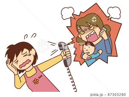 女性保育士を電話で怒鳴りつける母親 87303280