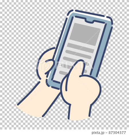 Hands for operating smartphones Image of scrolling and reading articles 87304377