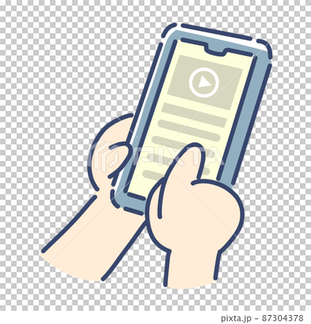 Hands operating a smartphone Image of watching a video Hands operating a smartphone Image of watching a video 87304378