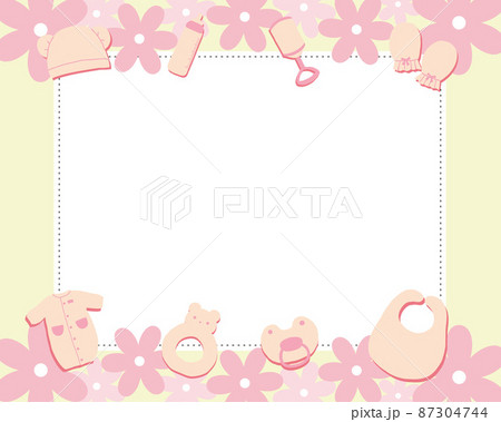 ベビーグッズのフレームイラストデザイン(赤) ベビーグッズのフレームイラストデザイン(赤) 87304744