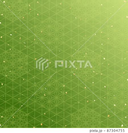 抹茶を思わせるような緑色の和風模様イラスト 87304755