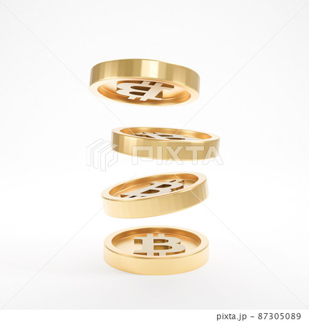 Coin bitcoin falling on a white background. 3d rendering 87305089
