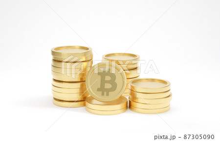 Coin bitcoin stacks on white background. Cryptocurrency Coin bitcoin stacks on white background. Cryptocurrency 87305090