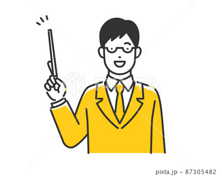 指示棒で説明する男性 87305482