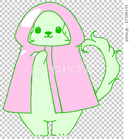 合羽を着たダックスフンド(緑色) 合羽を着たダックスフンド(緑色) 87306145