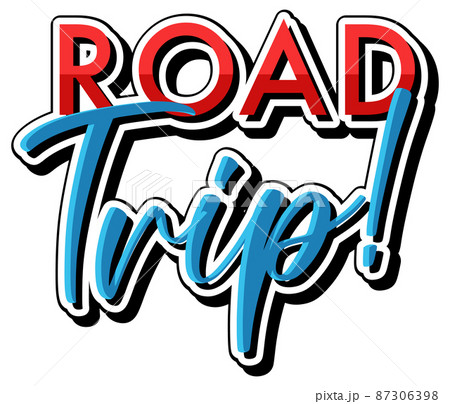 Road trip text icon on white background 87306398