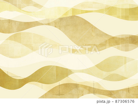 金・金箔　曲線　稜線のようなシルエット　和モダンな背景素材 87306576