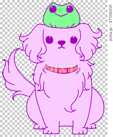 カエルを頭の上にのせているダックスフンド（紫色） 87306856