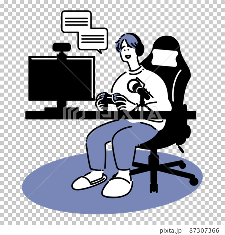 ゲーム配信をする男性 87307366