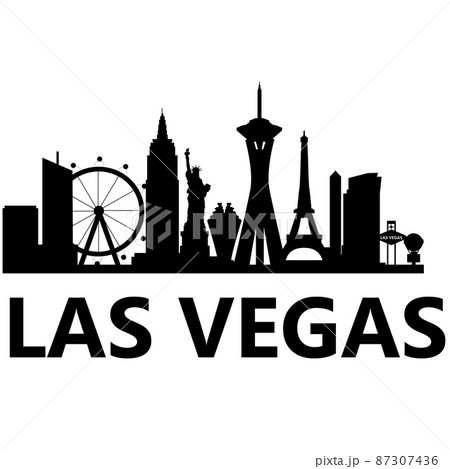 Las Vegas city skyline on white background. Las Vegas city, USA silhouette. city of Las Vegas Nevada sign. flat style. 87307436