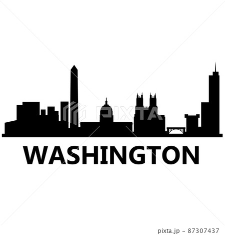 Washington city morning skyline on white background. Washington city skyline horizontal. Washington skyline silhouette. flat style. 87307437