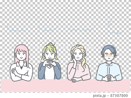 Image illustration of a young woman exchanging opinions 87307800