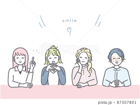 笑顔で意見交換をする若い女性のイメージイラスト 87307801