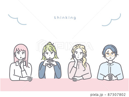 考えながら意見交換をする若い女性のイメージイラスト 考えながら意見交換をする若い女性のイメージイラスト 87307802