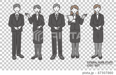 喪葬人員/葬禮/葬禮/正式服裝的矢量插圖素材 87307860